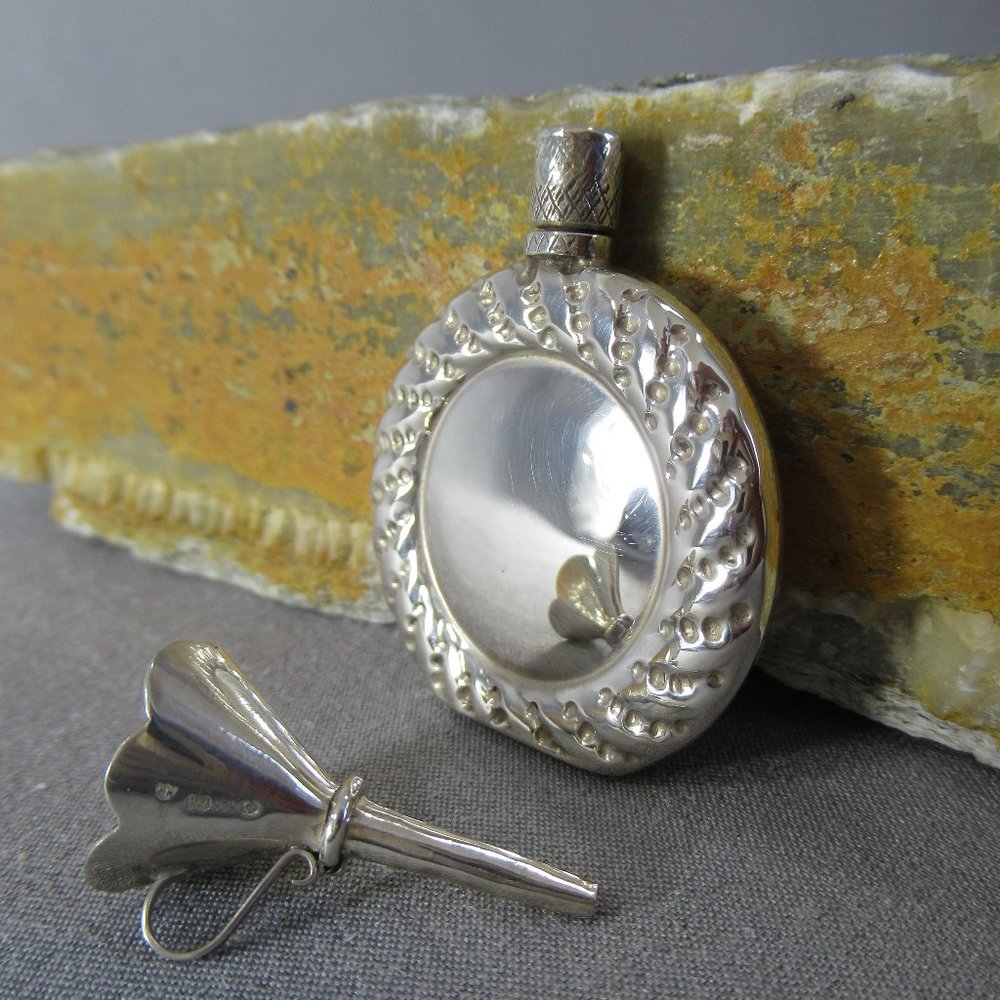 SWIRLING Perfume Bottle Sterling Silver w/ Funnel